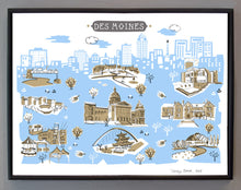 Des Moines Iowa Wall Art-Custom City Print
